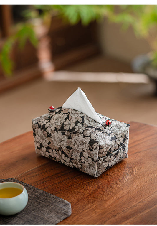 Plum blossom oriental style brocade cloth tissue box living room car paper box cover tea room tissue storage box cloth bag