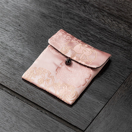 Brocade Jewelry & Trinket Pouch – Handmade Oriental Silk Brocade Storage Bag for Rings, Earrings & Collectibles