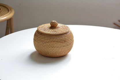 Rattan Storage Basket with Lid – Durable Wicker Box for Picnic, Decoration, and Multi-Purpose Storage