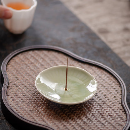Small Zen decor Incense Holder – Celadon Green Ceramic Plate